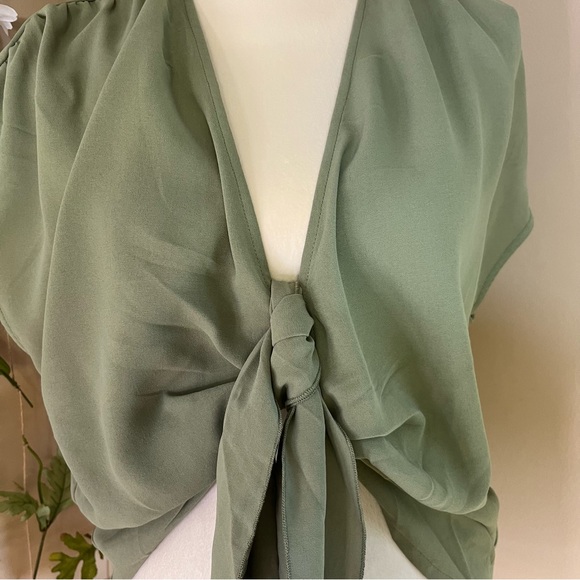 Maverick the Collection Sage Green Front tie blouse - Picture 3 of 6
